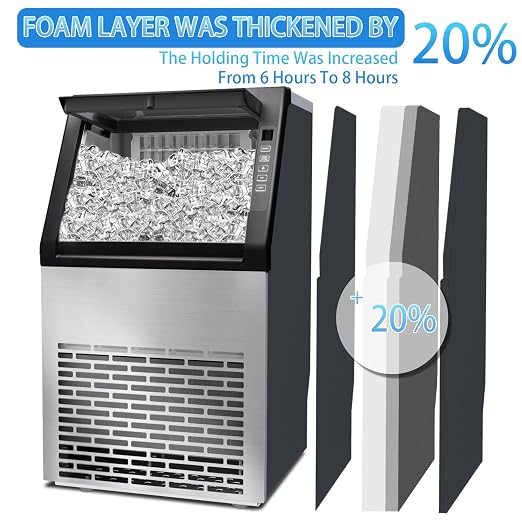 Commercial Ice Machine, 100LBS/Day Freestanding Large Ice Maker | 36 Cubes in 11Mins, 24H Timer, Self-Cleaning, Stainless Steel, Ideal for Restaurant, Bars, Home and Offices