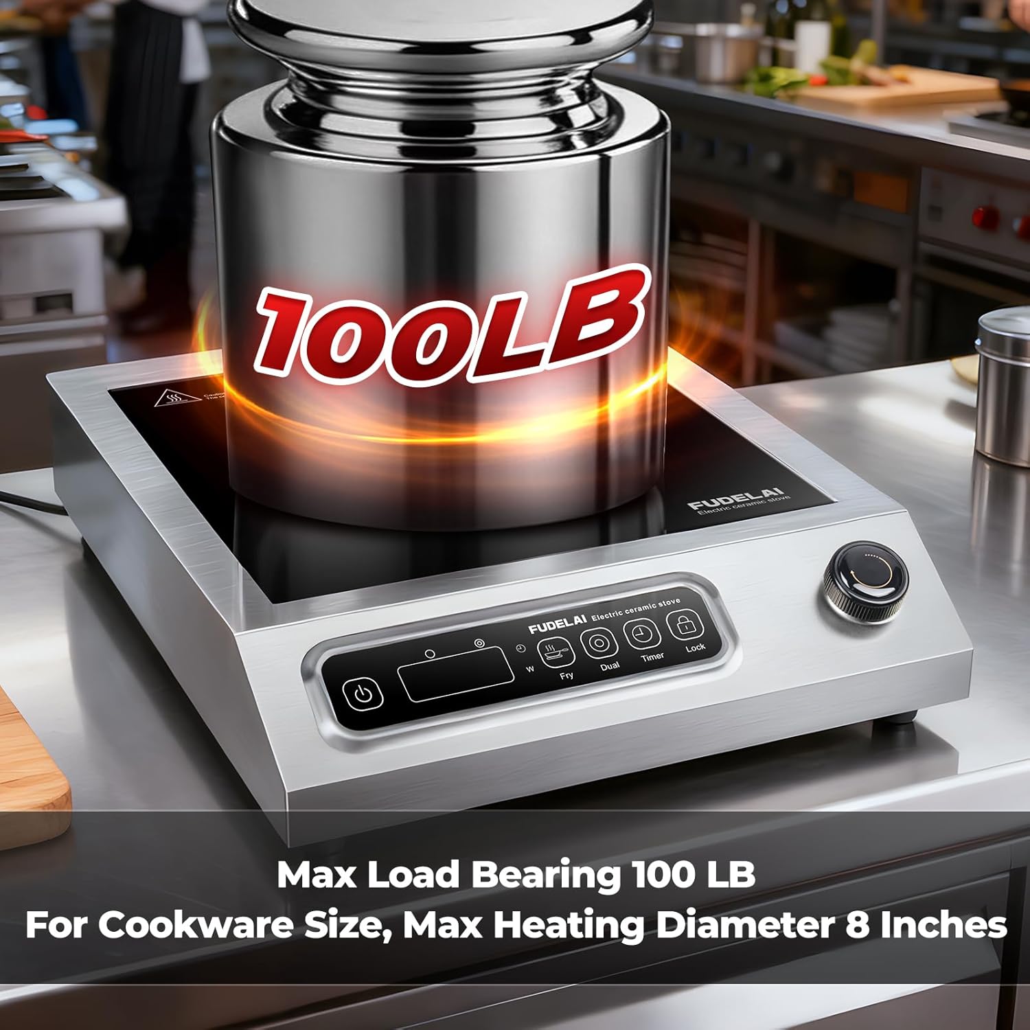 1800WCommercial Grade Induction Cooktop Countertop Burner hot Plate | 9 Power Levels, Infrared Electric Burner, EUROKERA Micro-Ceramic Panel, Timer & Safety Lock, Restaurant & Home Kitchen Use