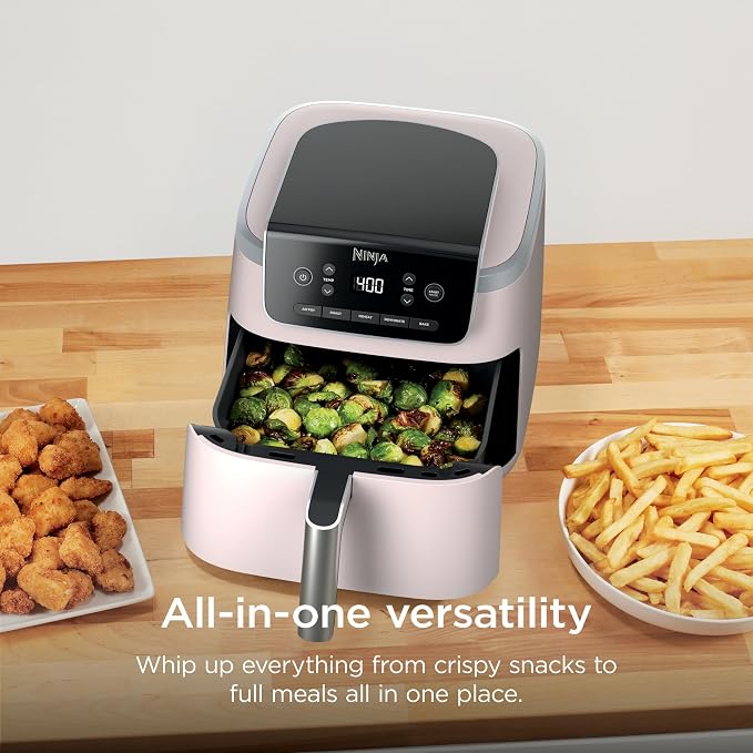 Air Fryer Pro, 5 Qt, 5-in-1, Light Pink, AF142PK | Air fry, bake, roast, reheat, dehydrate, 1750W, 400F max, Fits 4 lbs fries, Dishwasher-safe