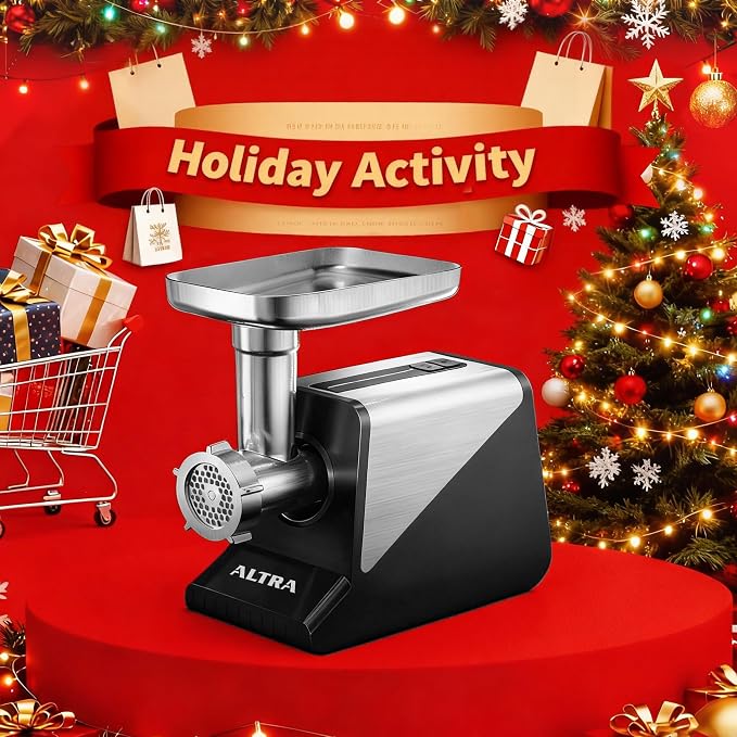 Electric Meat Grinder, 2800W Max Sausage Stuffer with 2 Blades, 3 Plates, Sausage Tube, Vegetable Cheese Grater, 2 Meat Claws, Burger Press & Kubbe Kit for Home use, Built-in Storage