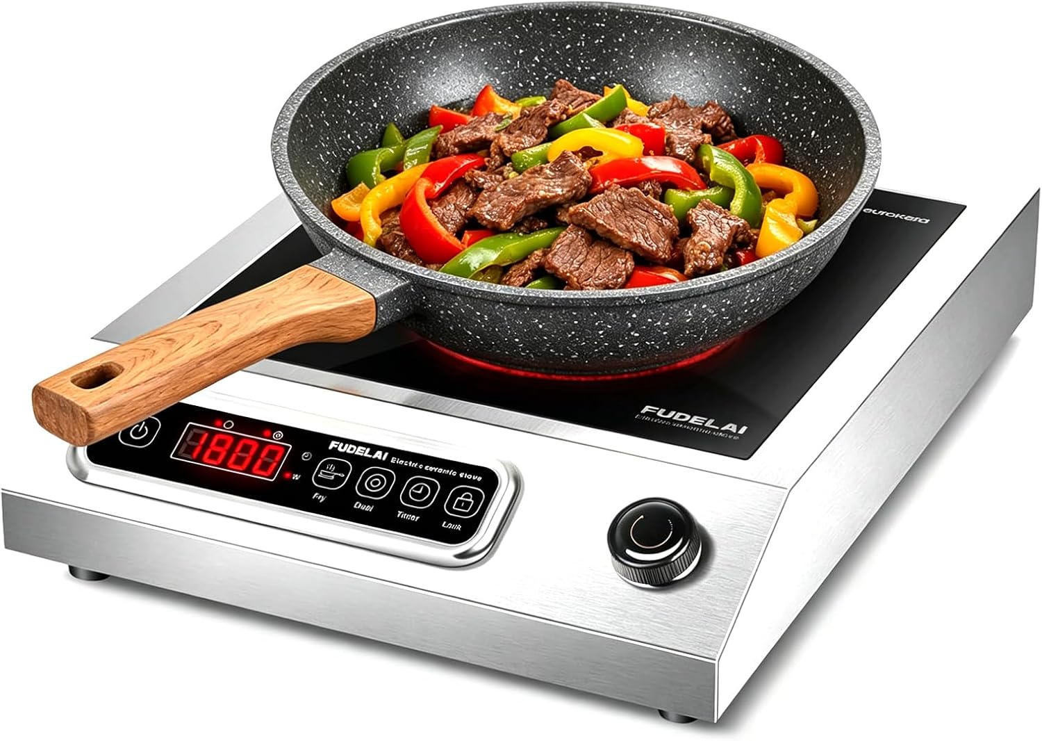 1800WCommercial Grade Induction Cooktop Countertop Burner hot Plate | 9 Power Levels, Infrared Electric Burner, EUROKERA Micro-Ceramic Panel, Timer & Safety Lock, Restaurant & Home Kitchen Use
