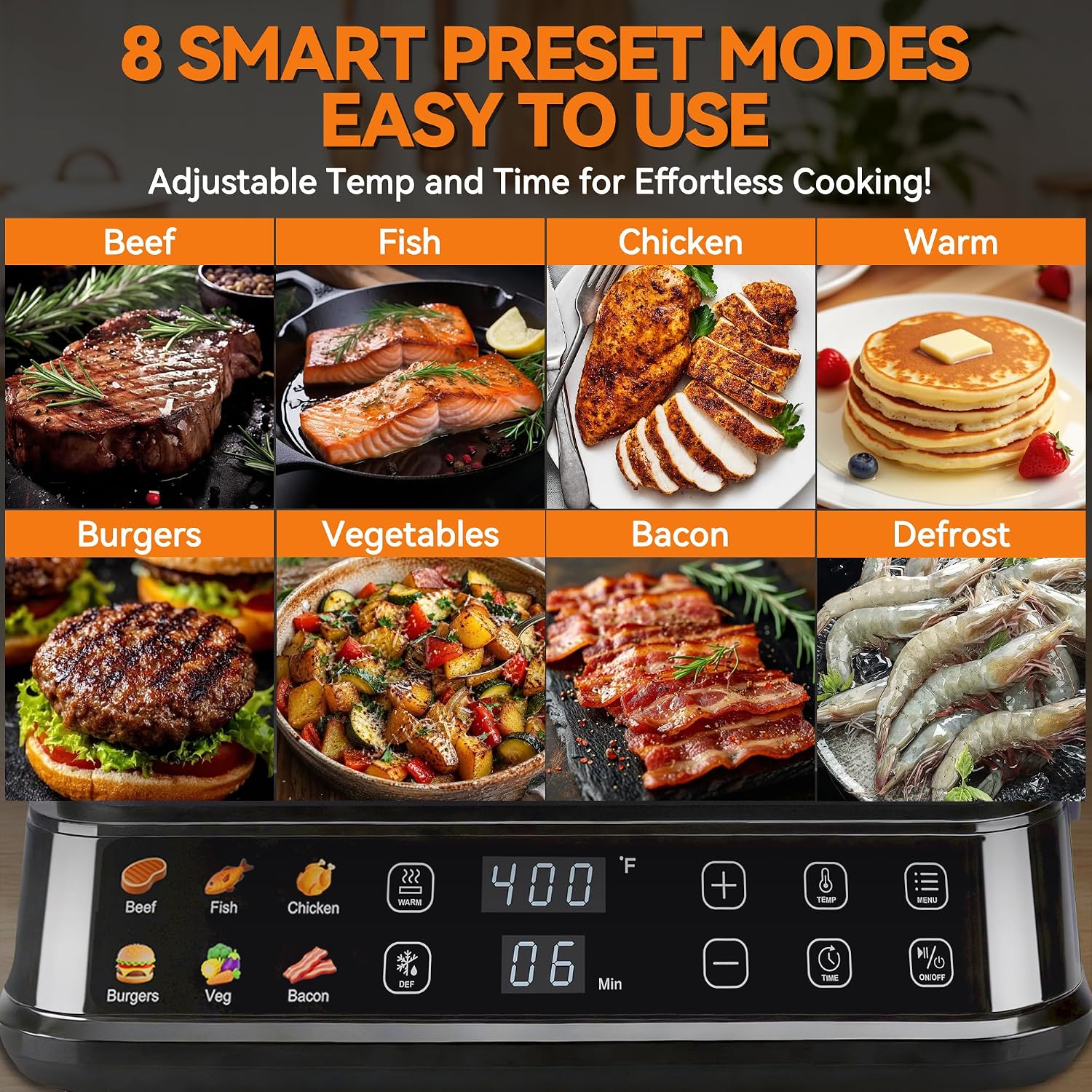 6-in-1 Indoor Grill & Electric Griddle Combo, Panini Press Grill with Removable Plates, PFAS Free Nonstick Coating, Smart Control Panel, 4-Circle Silicone Mold Included, Stainless Steel